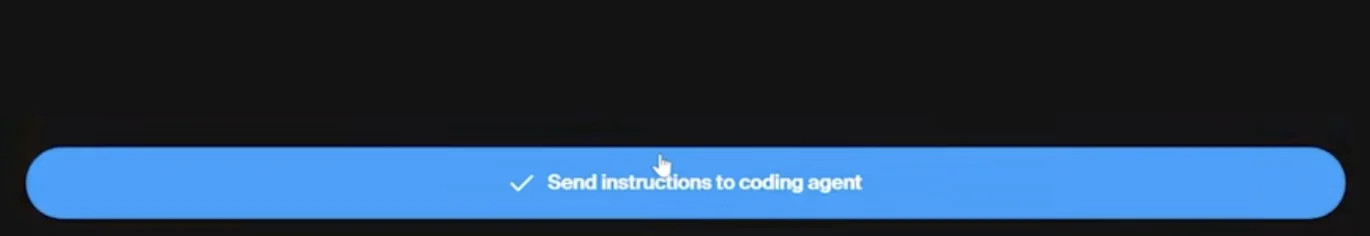 Blue Send instructions to coding agent control with a checkmark